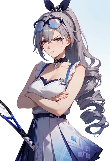 star rail,silver wolf,tennis dress,visor,trainers  - AI generated anime art